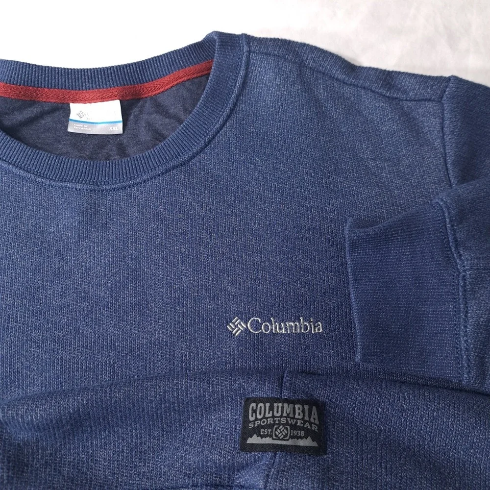 Columbia Pullover Men's Sweater Blue With Logo Size XXL Crew Neck‎ Comfortable